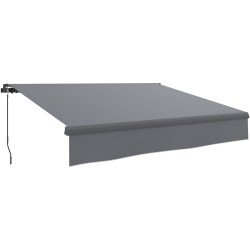 Toldo retrátil manual para jardim ajustável com manivela proteção UV estrutura de metal e alumínio 295x200 cm cinzento