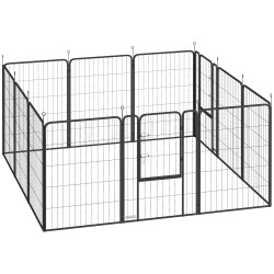 Parque para cães de 12 painéis 68x100 cm parque dobrável para cães médios com portas fecho e estacas preto