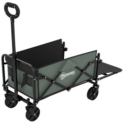 Carrinho de transporte com rodas carrinho de jardim dobrável com puxador telescópico ajustável porta traseira expansível 114x46x65-92 cm verde