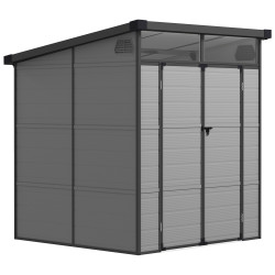 Abrigo de jardim 3,24 m² 190x191x215 cm com porta de correr e trinco janela e ventilação para armazenamento de ferramentas cinza claro