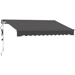Toldo elétrico retrátil com controlo remoto 296x250 cm toldo de exterior enrolável com manivela e proteção uv30+ cinza