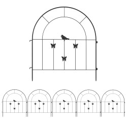 Conjunto de 5 vedações para jardim metálicas 300x70 cm combinação livre barreira para animais para pátio relva preto