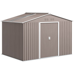 Abrigo de jardim 277x195x192 cm metálico para armazenamento de ferramentas cinzento