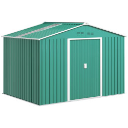 Abrigo de jardim 4,9 m² 277x195x192cm abrigo metálico para armazenamento de ferramentas com base incluída (chão não incluído) verde escuro