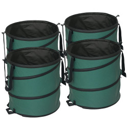 Conjunto de 4 sacos para resíduos de jardim 86l com pegas tampa com fecho e desenho pop-up dobráveis e reutilizáveis ø47x50 cm verde