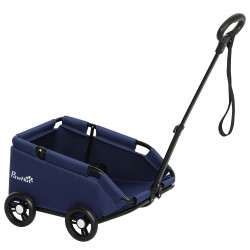 Carrinho para cães dobrável carrinho para cães miniatura com barra de empurre ajustável desenho aberto 53x45x28 cm azul escuro