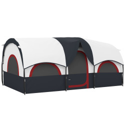 Tenda de campismo familiar tipo túnel para 4-6 pessoas impermeável 3.000 mm dobrável 435x251x195 cm cinzento escuro