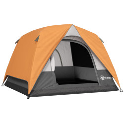 Tenda de campismo para 2-3 pessoas dobrável com bolsa de transporte 200x200x135 cm laranja e cinza