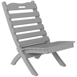 Cadeira de jardim em madeira com desenho de ripas e encosto inclinado carga 120 kg 78x48x76 cm cinzento