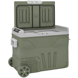 Geleira portátil elétrica 45l geleira de carro -20℃ a +20℃ 12v/24v com rodas compressor e ecrã LED 64,5x43,5x53 cm verde