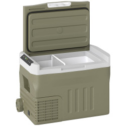 Geleira portátil elétrica 30l geleira de carro -20℃ a +20℃ 12v/24v com rodas compressor e ecrã LED 61x39x41,5 cm verde
