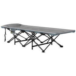 Cama dobrável de campismo praia com apoio de cabeça e bolso lateral suporta até 150 kg 187x67x37 cm cinzento