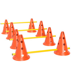 Conjunto de agilidade para cães barreiras de obstáculos para treino de coordenação 8 cones 8 barras bolsa de transporte laranja