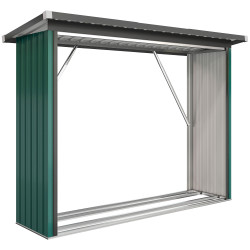Abrigo para lenha de aço galvanizado com base elevada e teto inclinado 213x66,5x150 cm cinzento escuro