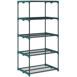 Suporte para plantas de 5 níveis, estante de aço com prateleiras de rede, 67x49x138 cm, verde escuro
