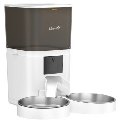 Comedouro automático 6l Wi-Fi 2.4g com controlo app 2 taças programável 1-10 refeições gravador de voz 10s fácil de limpar