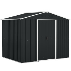 Abrigo de jardim de 3,6 m² 236x174x190 cm para armazenamento de ferramentas com portas de correr e 4 janelas de ventilação preto