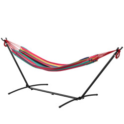 Cama rede com suporte 310x117 cm com bolsa de transporte altura ajustável capacidade 120 kg para campismo laranja