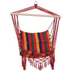 Cadeira de rede suspensa de tecido de algodão poliéster carga de 120 kg poltrona suspensa para terraço interno ao ar livre 100x60x100 cm multicolor