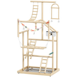 Parque de jogos para pássaros suporte de madeira para pássaros com escadas baloiço brinquedo 48x38x95 cm madeira