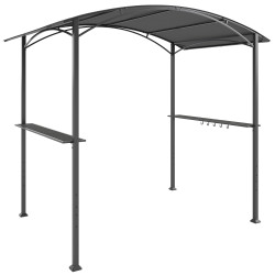 Toldo para jardim de 2,4 x 1,5 m com 2 prateleiras laterais e ganchos, cinzento escuro