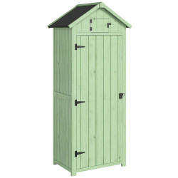 Armário de jardim de madeira - cobertizo de arrumação com prateleiras 77x54,2x179 cm verde
