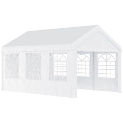 Tenda para festas 6x4x2,8m tenda de jardim com 4 paredes laterais aço e poliéster branco