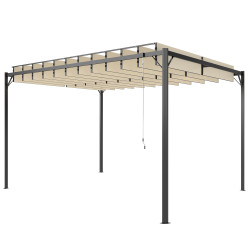 Pérgola de jardim 3x4 m com proteção upf50+ gazebo com teto ajustável estrutura de metal para exterior branco creme