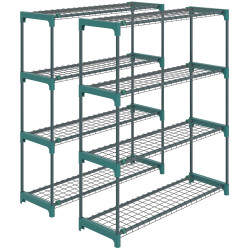 Conjunto de 2 suportes para plantas de 4 níveis interior e exterior prateleiras metálicas com conectores montagem fácil verde