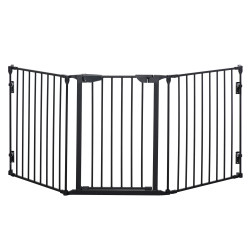 Barreira de segurança para animais de estimação barreira dobrável de 3 painéis com fechadura inteligente para corredor escada 180x74,5cm preto