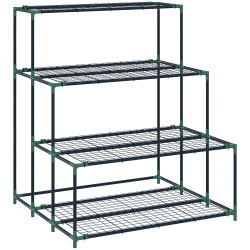 Suporte para plantas de 4 níveis com design em escada e estrutura metálica resistente para interior e exterior verde