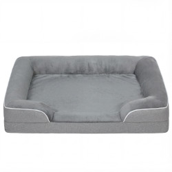 Cama para cães com base antiderrapante capa lavável 91,5x68,5x16,5 cm cinza