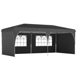 Tenda dobrável 6x3 m pop-up com 4 laterais amovíveis tenda de jardim com faixas refletoras altura ajustável upf50+ cinzento