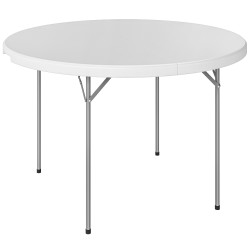Mesa dobrável campismo 120x120x74 cm mesa dobrável portátil com tampo de HDPE almofadas antiderrapantes branco