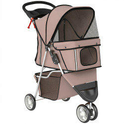 Carrinho para cães pequenos com cesto de armazenamento janelas de malha e cinto de segurança 77x44x102 cm castanho