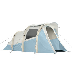 Tenda de campismo insuflável 2-3 pessoas com bomba quarto e área de estar impermeável 3000 mm montagem rápida azul claro