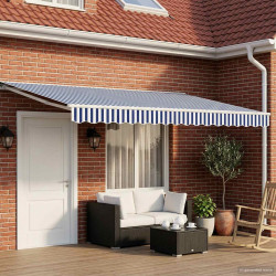 Estrutura de toldo manual com leds azul e branco 5 × 3,5 m