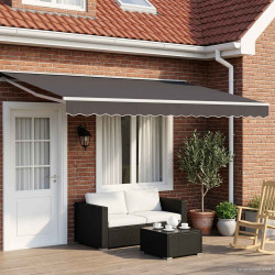 Estrutura de toldo manual com leds branco e antracite 5 × 3,5 m