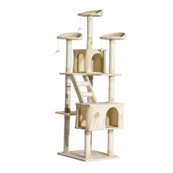 Arranhador para gatos centro de atividade com poste cor: bege - 60 x 50 x 180 cm