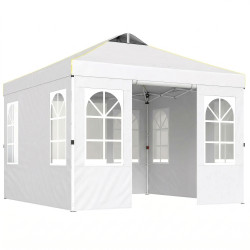 Tenda dobrável 3x3 m pop-up com upf 50+, 4 laterais removíveis, altura ajustável e bolsa de transporte, branco
