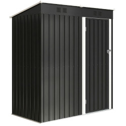 Abrigo de jardim exterior 1,37 m² 163x90x179 cm com porta com fechadura e grelhas de ventilação cinzento escuro