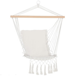 Cadeira suspensa com borlas cadeira rede suspensa de algodão capacidade 120 kg estilo moderno para exterior 90x50 cm bege