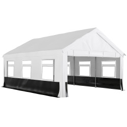 Tenda para festas 4x6 m, tenda de jardim com paredes removíveis, 2 portas e janelas upf30+ para casamentos, cinzento e branco