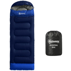 Saco-cama para adulto leve e compacto para 3 estações impermeável portátil tamanho pequeno para acampar azul-marinho