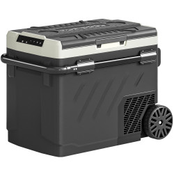 Frigorífico portátil elétrico 49l com compressor dupla zona controlo por app rodas pega telescópica -20℃ a 20℃ e porta USB