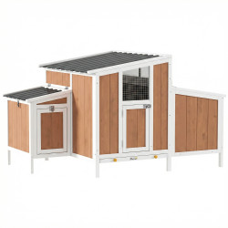 Galinheiro de madeira galinheiro de exterior para 2-4 galinhas com casa principal ninho bandeja amovivel 145x90x92 cm castanho claro
