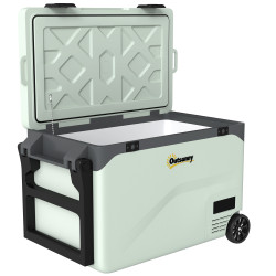 Frigorífico portátil elétrico 42,5l com compressor controlo por app rodas alça barra -20℃ a 20℃ e suporte para telemóvel verde