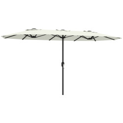 Guarda-sol duplo de jardim 4,6x2,6 m com manivela manual proteção uv50+ capa resistente à água creme