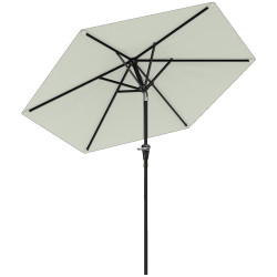 Chapéu de sol de jardim ø230x216 cm com teto ajustável abertura manual impermeável para terraço pátio piscina praia creme