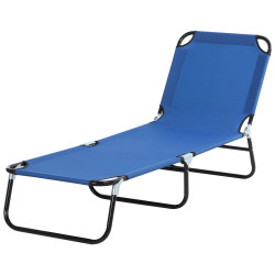 Espreguiçadeira dobrável reclinável com ângulo ajustável de 3 posições para exterior carga 120 kg 190x56x28 cm azul